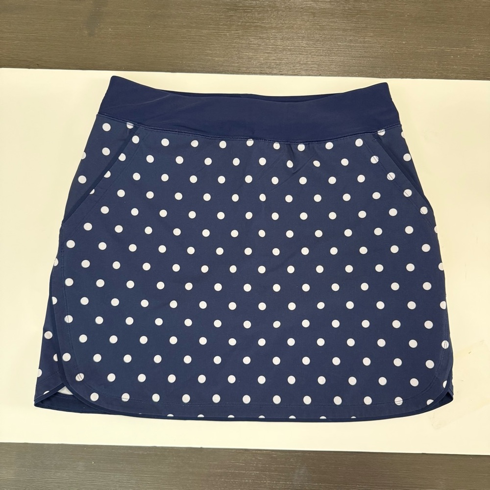 Lands' End Blue and White Polka Dot Mini Skirt